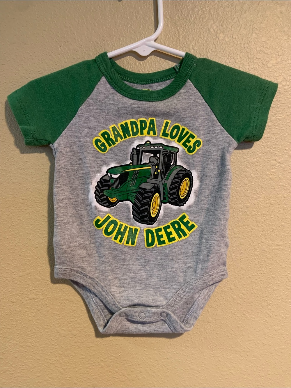 John Deere 3/6m onesie